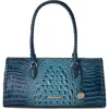 Brahmin Sophia Croc Embossed Leather Satchel In Blue