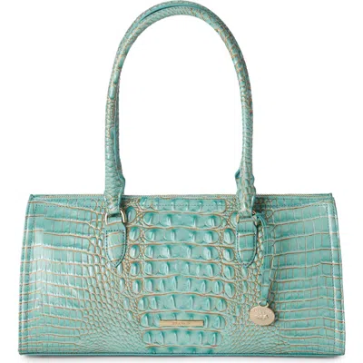 Brahmin Sophia Croc Embossed Leather Satchel In Blue