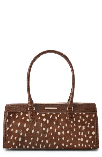 Brahmin Sophia Croc Embossed Leather Satchel In Cinnamon