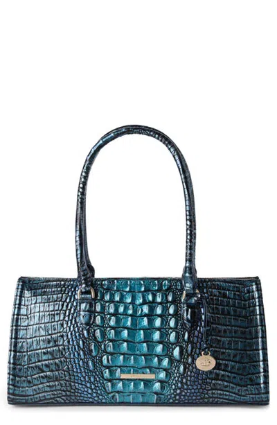 Brahmin Sophia Croc Embossed Leather Satchel In Blue