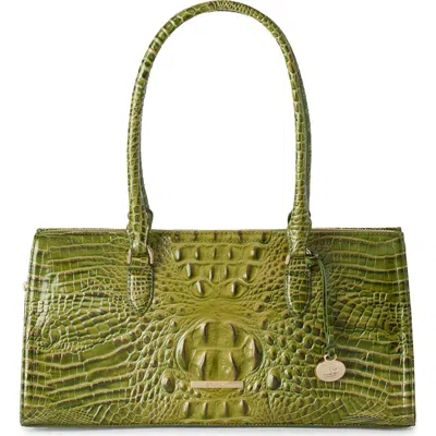 Brahmin Sophia Croc Embossed Leather Satchel In Green