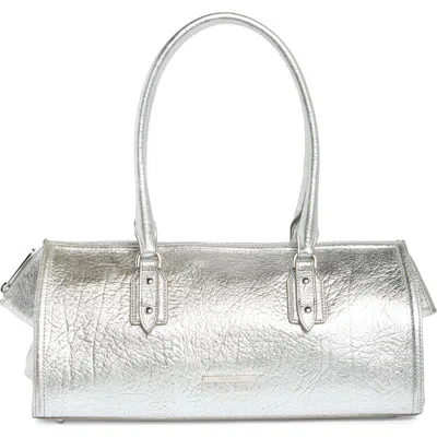 Brahmin Sophia Metallic Leather Baguette Bag In Silver Duchess