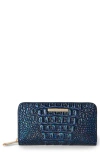 Brahmin Suri Croc Embossed Leather Zip Wallet In Blue