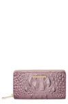 Brahmin Suri Croc Embossed Leather Zip Wallet In Mellow Rose