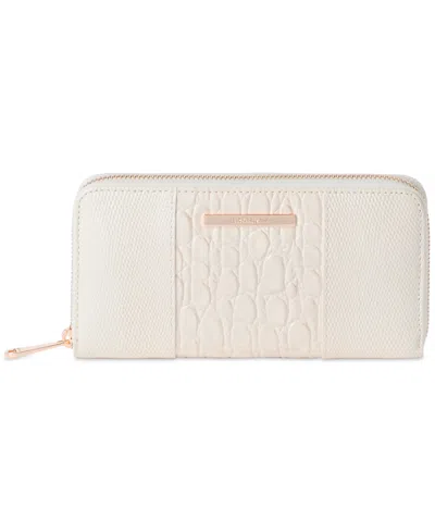 Brahmin Suri Leather Zip-around Wallet In Sea Salt White