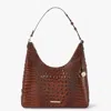Brahmin Tabitha Croc Embossed Leather Shoulder Bag In Brown