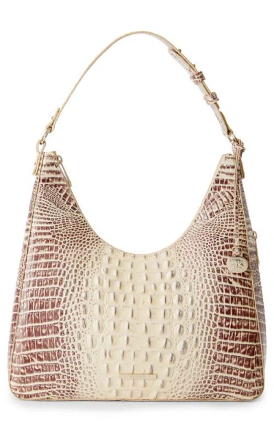 Brahmin Tabitha Croc Embossed Leather Shoulder Bag In Ginger