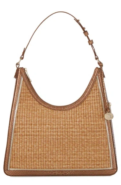 Brahmin Tabitha Croc Embossed Leather Shoulder Bag In Honey Brow