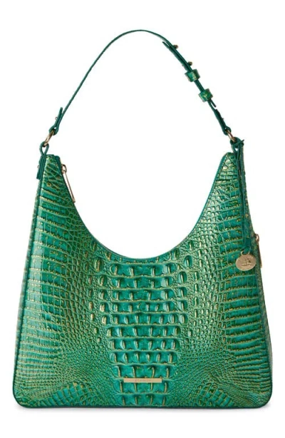 Brahmin Tabitha Croc Embossed Leather Shoulder Bag In Jungle Jewel