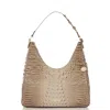 Brahmin Tabitha Croc Embossed Leather Shoulder Bag In Sesame