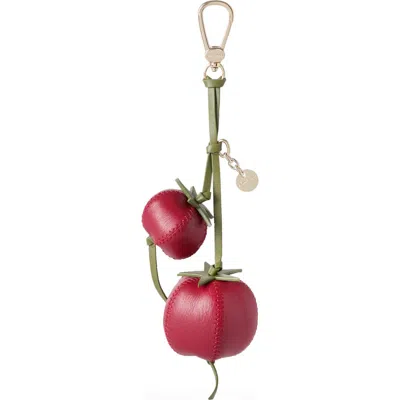 Brahmin Tomato Leather Bag Charm In Red