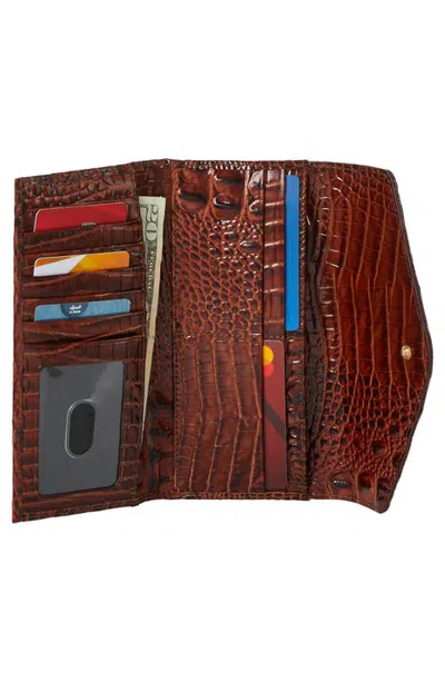 Brahmin Veronica Croc Embossed Leather Wallet In Pine