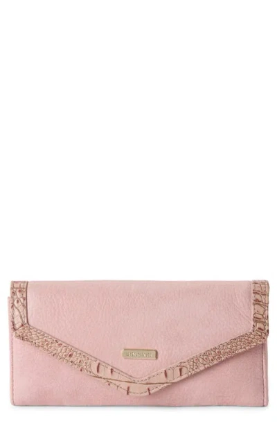 Brahmin Veronica Croc Embossed Leather Wallet In Pink