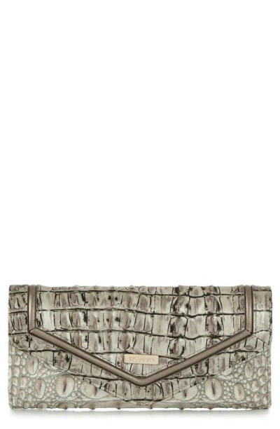 Brahmin Veronica Melbourne Croc Embossed Leather Envelope Wallet In Fairest Grey