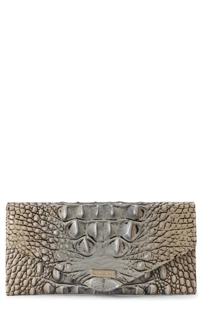 Brahmin Veronica Melbourne Croc Embossed Leather Envelope Wallet In Fossilized