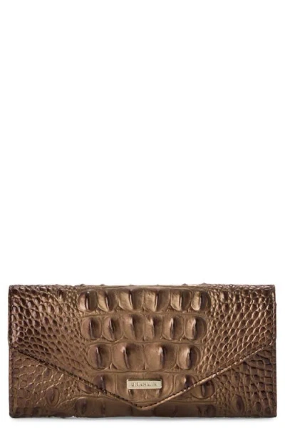 Brahmin Veronica Melbourne Croc Embossed Leather Envelope Wallet In Ganache