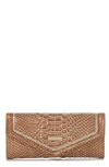 Brahmin Veronica Melbourne Croc Embossed Leather Envelope Wallet In Honey Brow