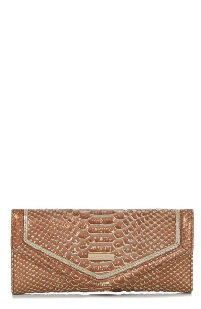 Brahmin Veronica Melbourne Croc Embossed Leather Envelope Wallet In Honey Brow