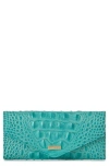 Brahmin Veronica Melbourne Croc Embossed Leather Envelope Wallet In Mermaid Gr