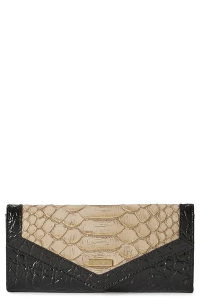 Brahmin Veronica Melbourne Croc Embossed Leather Envelope Wallet In Multi Black Beige