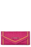 Brahmin Veronica Melbourne Croc Embossed Leather Envelope Wallet In Paradise P