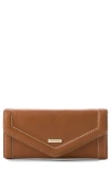Brahmin Veronica Melbourne Croc Embossed Leather Envelope Wallet In Tan