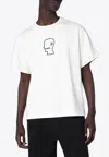 Brain Dead White Tshirt With Embroidered Logo In White