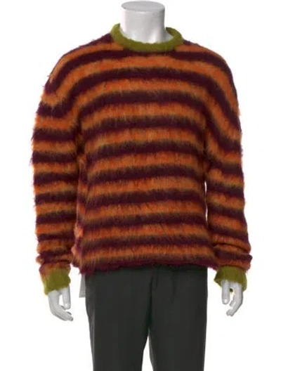 Pre-owned Brain Dead Alpaca Striped Pullover In Orange