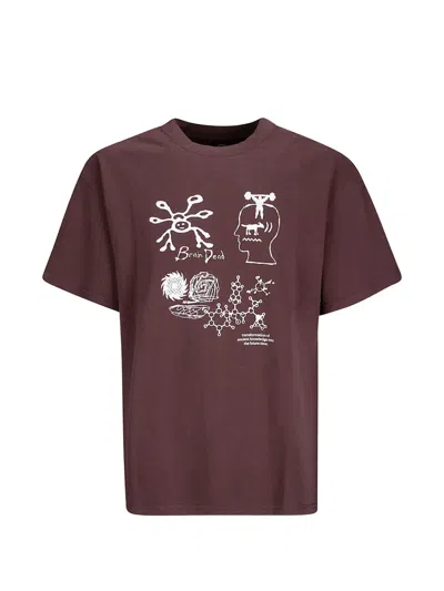 Brain Dead Ancient Knowledge Printed T-shirt In Burgundy