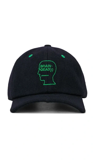 Brain Dead Batwing Logohead Flannel Hat In Blue