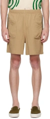 Brain Dead Beige 3d Pocket Mountain Shorts In Nutmeg