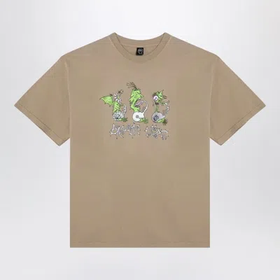 Brain Dead Beige Cotton T-shirt With Print In Brown