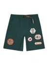 Brain Dead Bermuda Climber Shorts With Logo Patches In Green