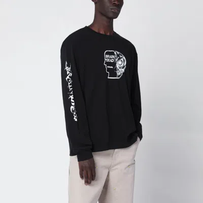 Brain Dead Black Sweatshirt With Logo Prints Men