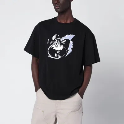 BRAIN DEAD BRAIN DEAD BLACK T SHIRT WITH LOGO PRINT