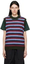 Brain Dead Blue & Green Striped Vest In Blue Multi