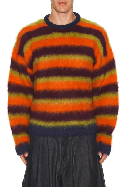 Brain Dead Blurry Lines Alpaca Crewneck Sweater In Multi