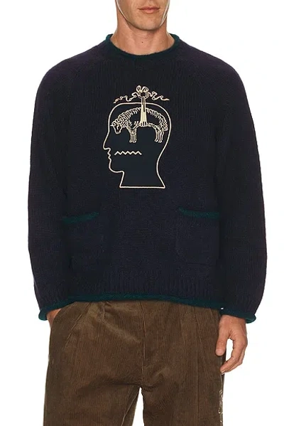 Brain Dead X Brooks Brothers California Logo Embroidered Roll Neck Baby Alpaca Blend Sweater In Blue