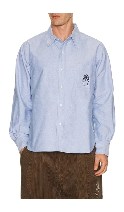 Brain Dead Brooks Brothers California Selvedge Oxford Button Up Shirt In Blue