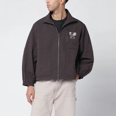 BRAIN DEAD BROWN ZIP JACKET WITH CHECK MOTIF