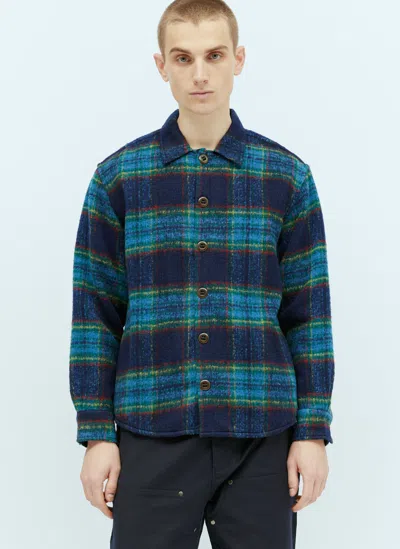 Brain Dead Brushed Rancher Flannel Shacket In Navy