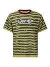 Brain Dead Embroidered Puckered Striped T-shirt In Yellow
