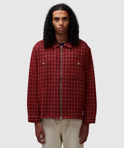 Brain Dead Check Mate Flannel Zip Shirt Jacket In Brown