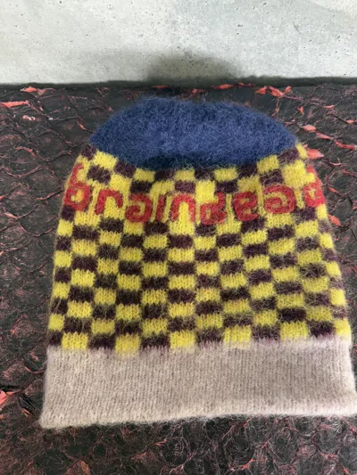 Pre-owned Brain Dead Checkered Alpaca Knit Beanie In Multi