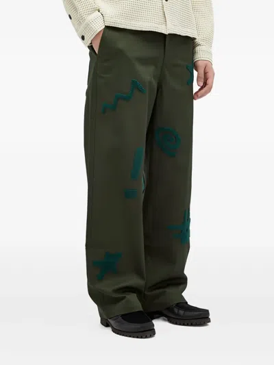 Brain Dead Chenille-embroidered Trousers In Green