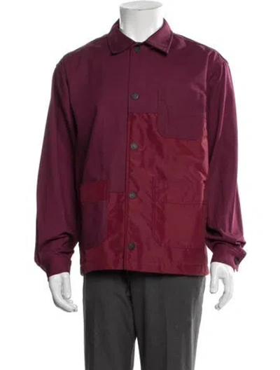 Pre-owned Brain Dead Colorblock Pattern Jacket In Burgundy