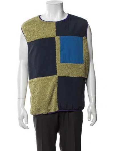 Pre-owned Brain Dead Colorblock Pattern Vest In Blue