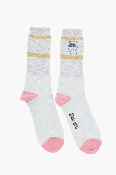 Brain Dead Cotton Blend Gimme5 Socks In White