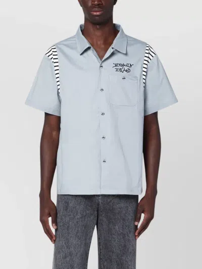 BRAIN DEAD COTTON SHIRT WITH CHEST POCKET AND GRAPHIC PRINT