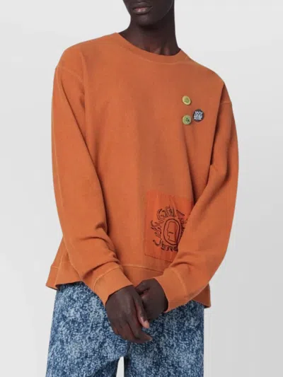 Brain Dead Cotton Sweatshirt Graphic Print In Orange